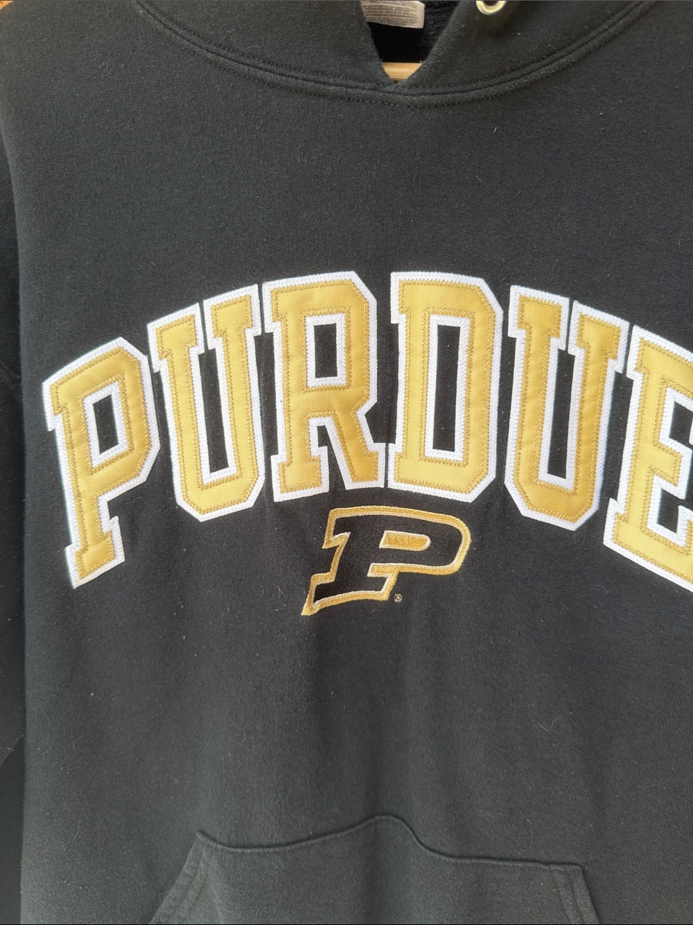 Jerzees Purdue Boilermakers Black Pullover Hoodie Gold Applique NCAA Mens M - Picture 3 of 6
